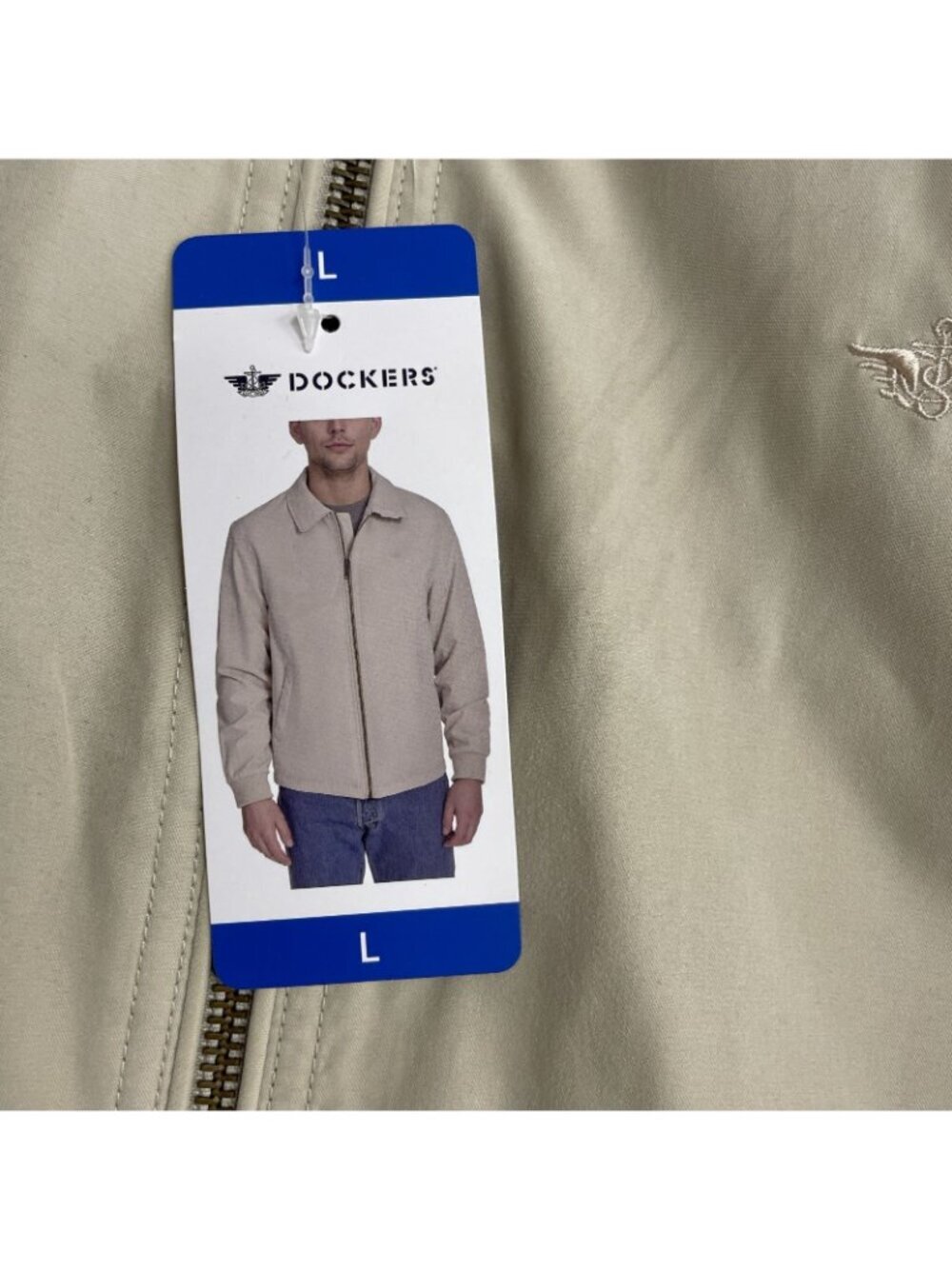 Dockers Men's Size Large Classic Beige Zip-Up Windbreaker Jacket M1150 - Picture 8 of 10
